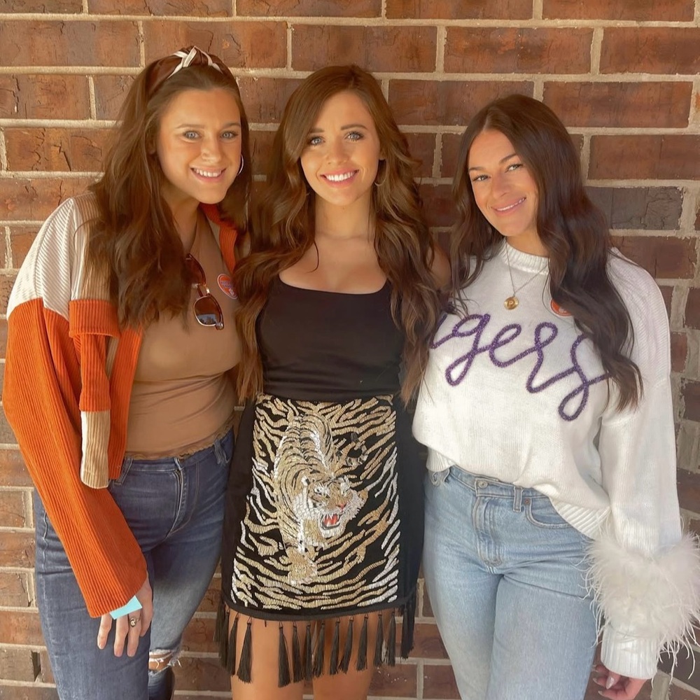 Embroidered Tiger Fringe Skirt